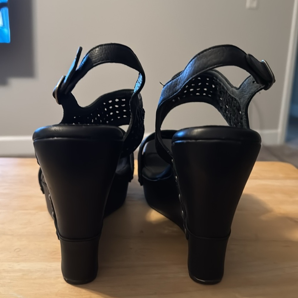 Black Platform Sandals With Perforated Straps - image 5